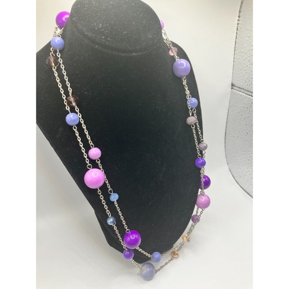 Long Spaced Multi-Color Bead Station 49.25 Inch Necklace! - Picture 4 of 8